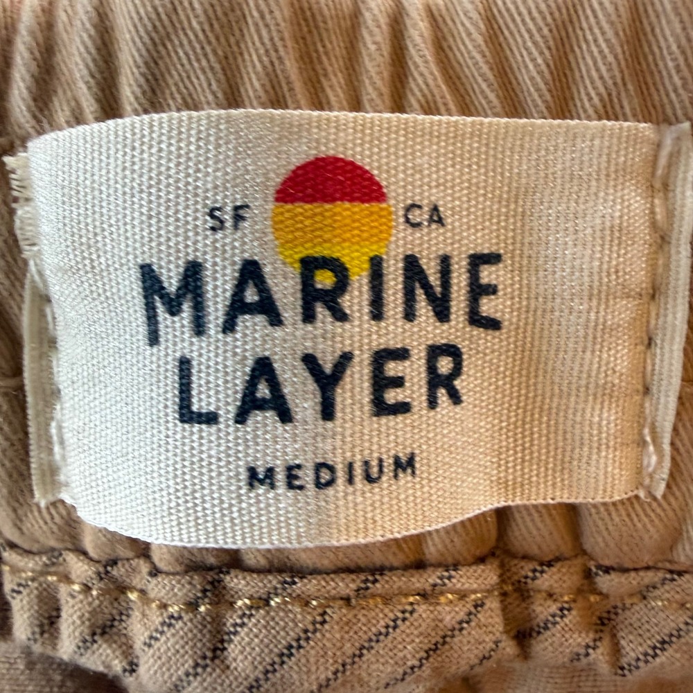 Marine Layer Mens Slim Fit Khaki Tan Drawstring Pants Size Medium 13637 EUC - Picture 6 of 11